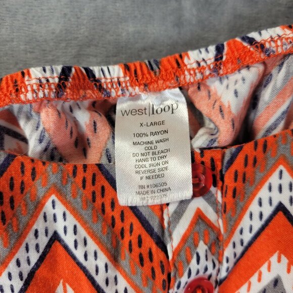 West Loop Womens Dress XL Orange White Chevron Print Sleeveless Summer Boho‎ - Picture 2 of 8